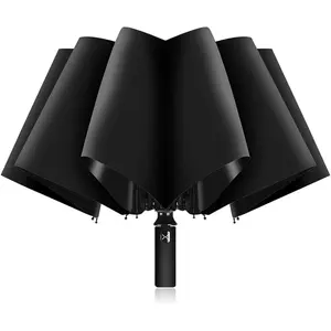 Umbrella Pro| UPF 50+ 99% UV Protection, Safety Strip, Sturdy Windproof, Travel,| Reverse Folding Umbrella