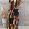 Women's New Summer Fashion Dress, V-Neck Geometric Print Long Dress, Slimming and Elegant, Trendy Ladies' Clothing, Casual Chic Dress, Perfect for Warm Weather and Casual Wear