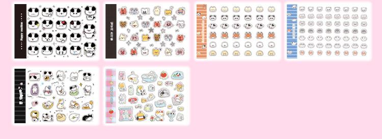 Kawaii Stickers 72sheets/pack Cute cartoon style Mixed materials Multipurpose scrapbook DIY decorative collage