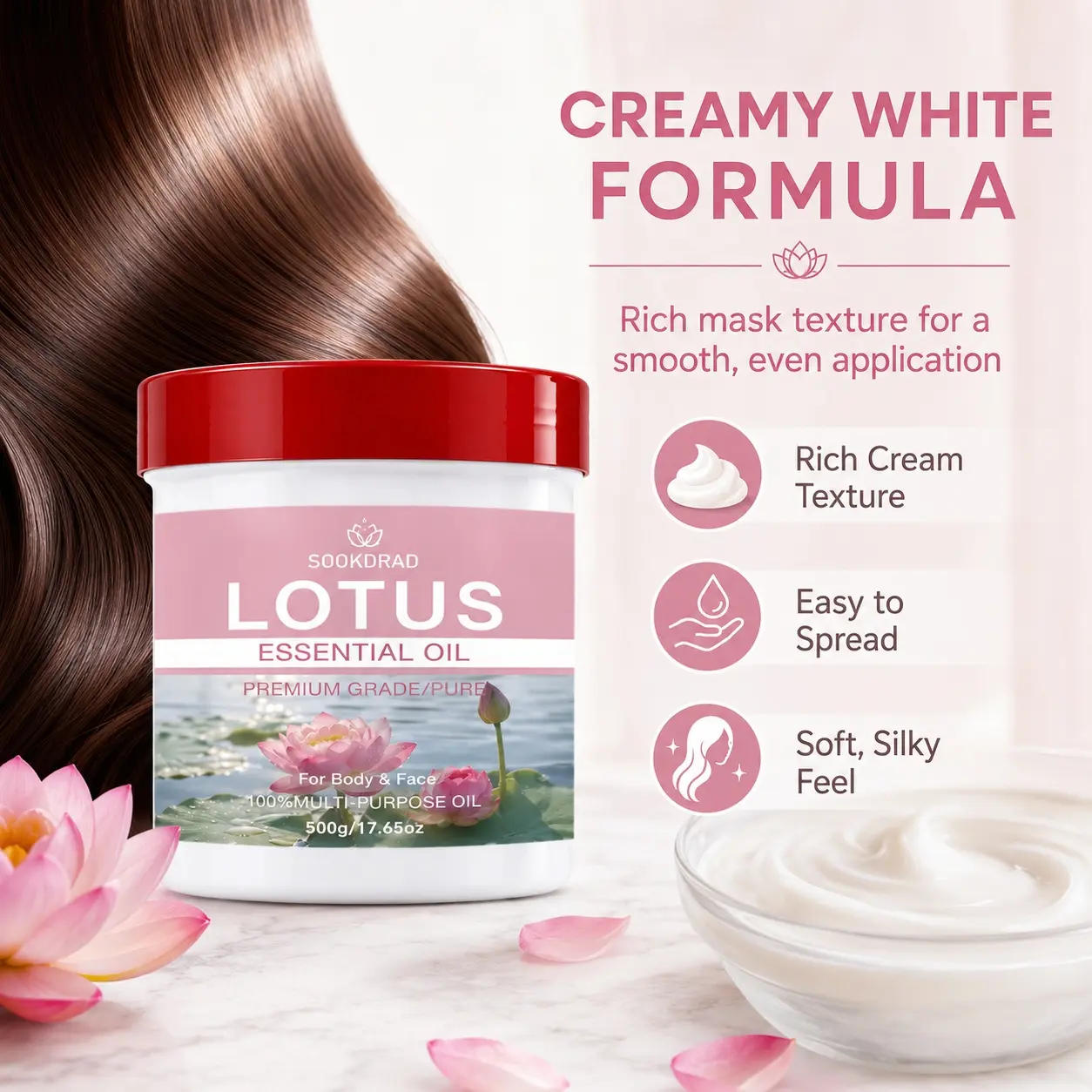 Lotus Essential Oil, Pure Premium Grade, 100% Multipurpose Oil, For Body & Face, 500g
