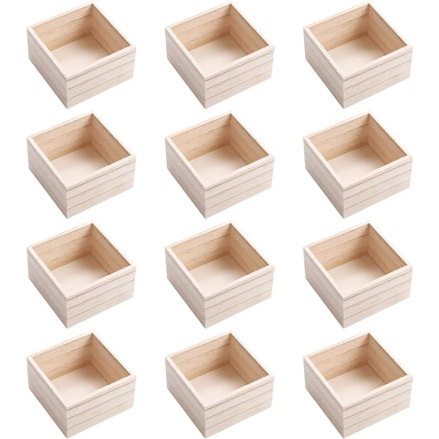 (12 Pack) 6" x 6" Unfinished Wooden Box Storage Organizer Small Wooden Boxes for Art Crafts Collectibles Home Venue Decor