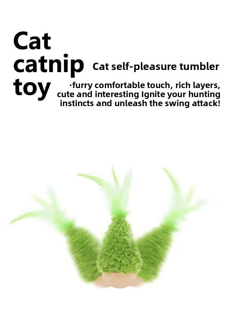 Tumbler Cat Toy - Self-Entertaining Boredom Buster with Feather Teaser - Energy-Consuming Cat Baseball for Kittens & Indoor Cats Muzzle Medium Treadmill Training