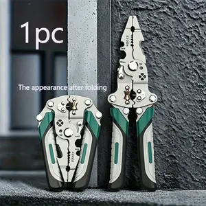 Foldable Multi-Function Industrial Wire Stripper, Wire Stripping Pliers, Durable Precision Hand Tools for Cutting, Crimping, Stripping, Ideal for All Electrical Work