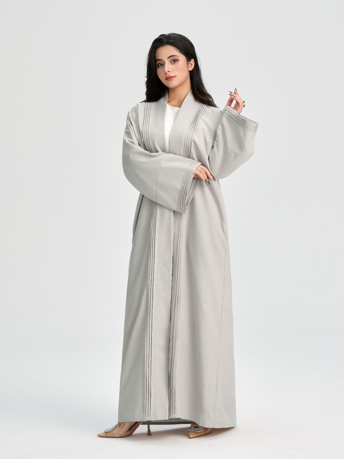 Women's Solid Color Long Sleeve Abaya, Casual Comfy Long Dress for Muslim Women, Women's Islamic Clothing for Daily Wear, Modesty Muslim Clothing, Modest Muslim Outfits