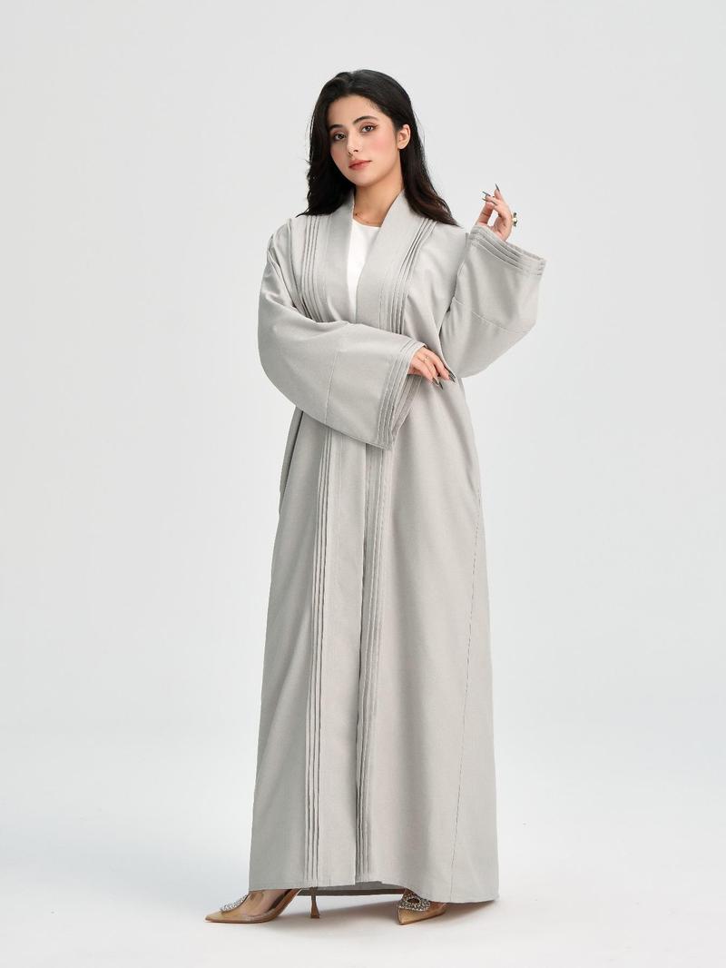 Women's Solid Color Long Sleeve Abaya, Casual Comfy Long Dress for Muslim Women, Women's Islamic Clothing for Daily Wear, Modest Muslim Outfits