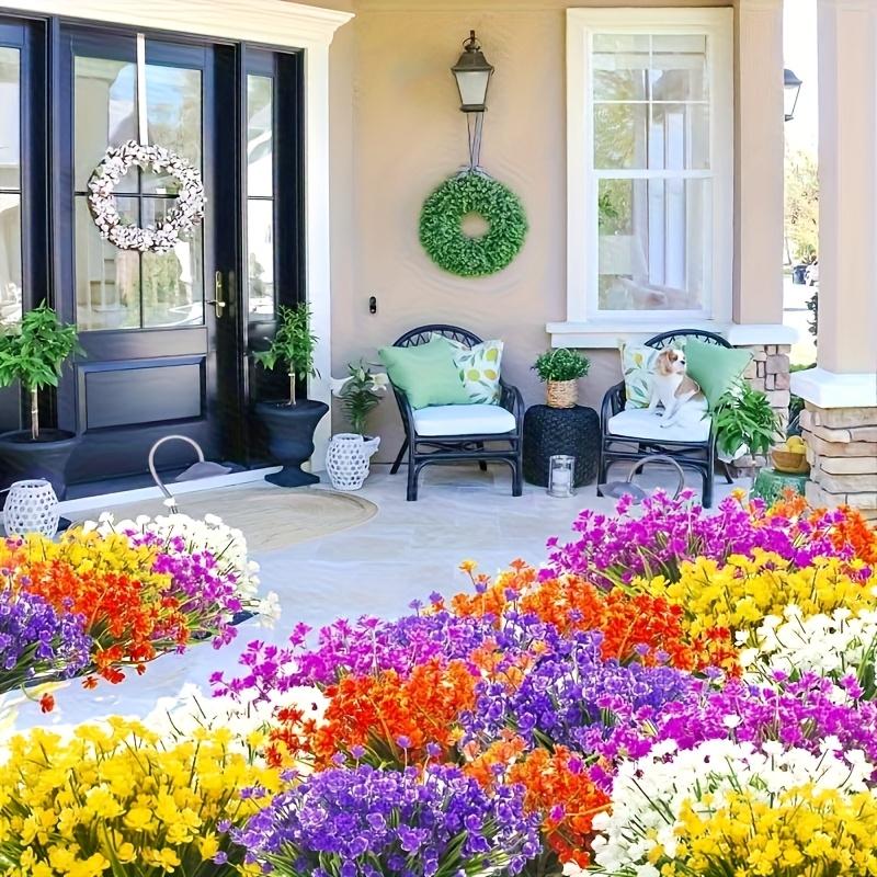 [Realistic | Multicolor] 6 Bundles Artificial Flowers - Realistic Multicolor Wildflower Bouquet |   Fade-Resistant Plastic Flowers |   Outdoor Indoor Blossoms for Weddings, Homes, Hotels, Cemeteries, Courtyards, Gardens, Vases