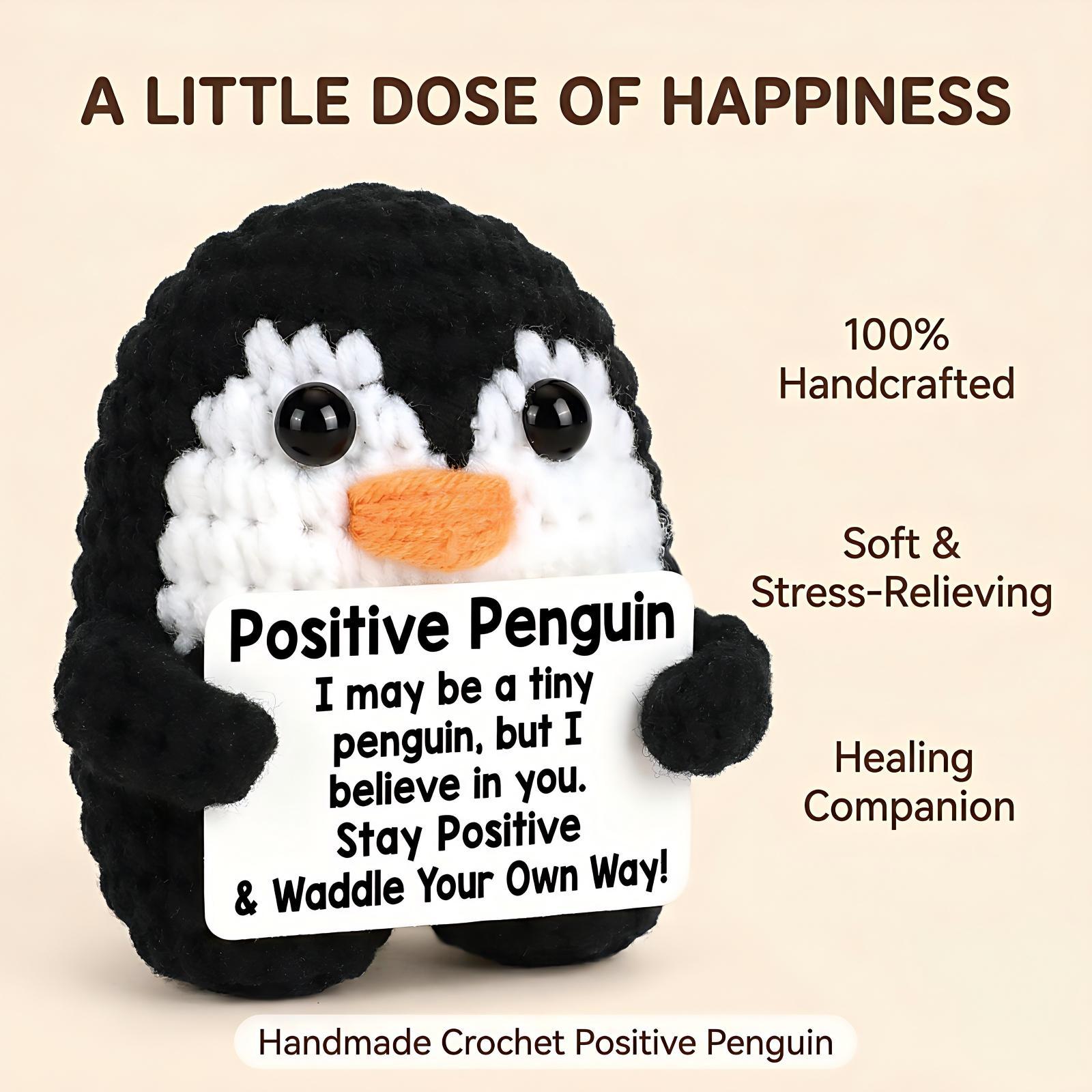 Super Cute Hand Knitted Penguin Mini Plushie,Soft Squishy Stress Relief Toy,Kawaii Desk Buddy Bag Pendant Keychain,Heartwarming Gift for Girlfriend Bestie Kids Birthday Christmas Valentines Day,Handmade Tiny Animal Doll for Home Car Ornament Party Gift Ex