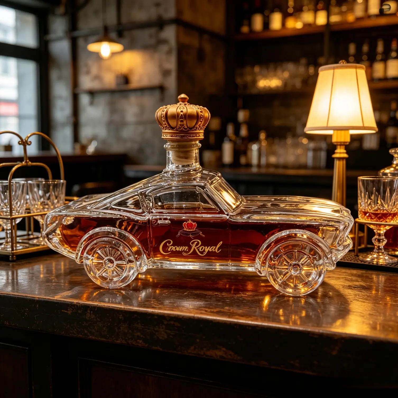 Creative Ford Mustang Whiskey Decanter Glass Bottle Car Shape