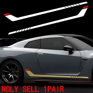 1 pair of car self-adhesive decals, premium racing-style stickers with dual-tone color options; waterproof and wear-resistant, sunproof and fade-resistant; suitable for car side doors, side skirts, etc.; the best choice for sports style enthusiasts.