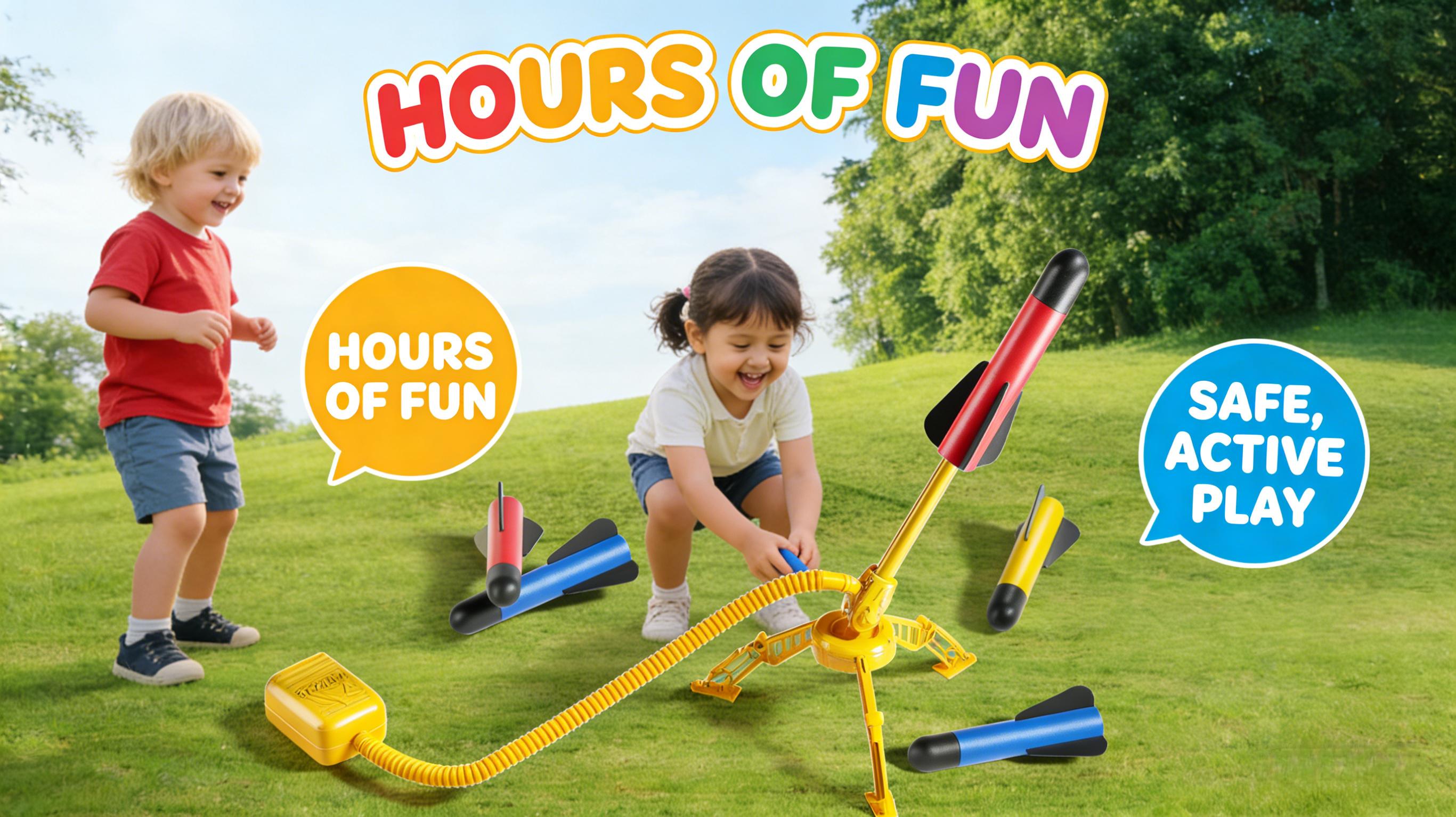 Rocket Launcher for Kids, 12 Foam Rockets, Launch up to 100+ft, Foam Jump Rocket Launcher Toy,Outdoor Outside Backyard Toys for Boys and Girls, Birthday Gift Toys for Kids Boys Girls Age 3 4 5 6 7 8 Years Old