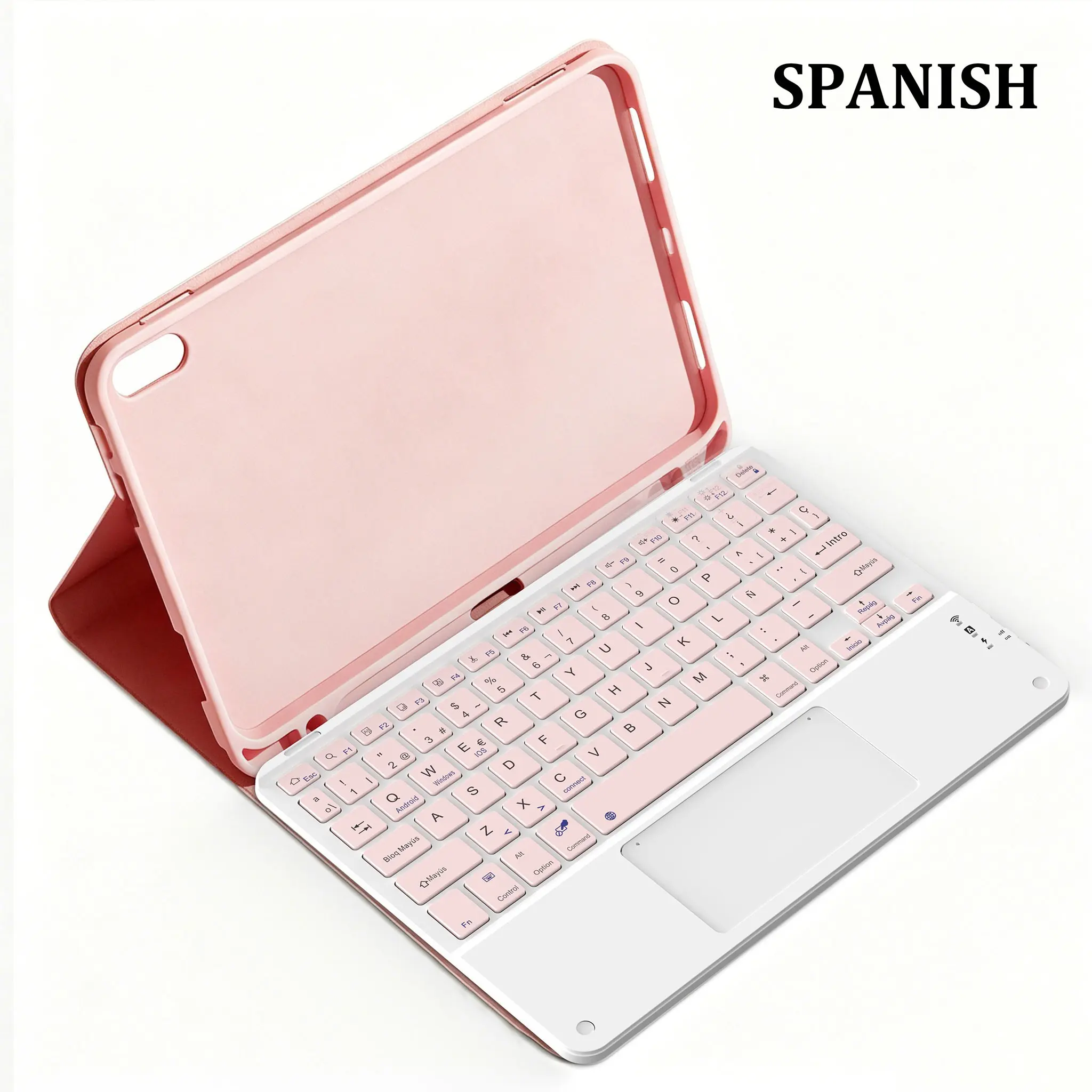 Touchscreen Keyboard Case, Spanish Letters, iPad 10/11 (a16), Silent Scissor Feet, Wireless Bluetooth-compatible, Magnetic, 420mah Battery, Type-C Charging, Wireless Tablet Keyboard