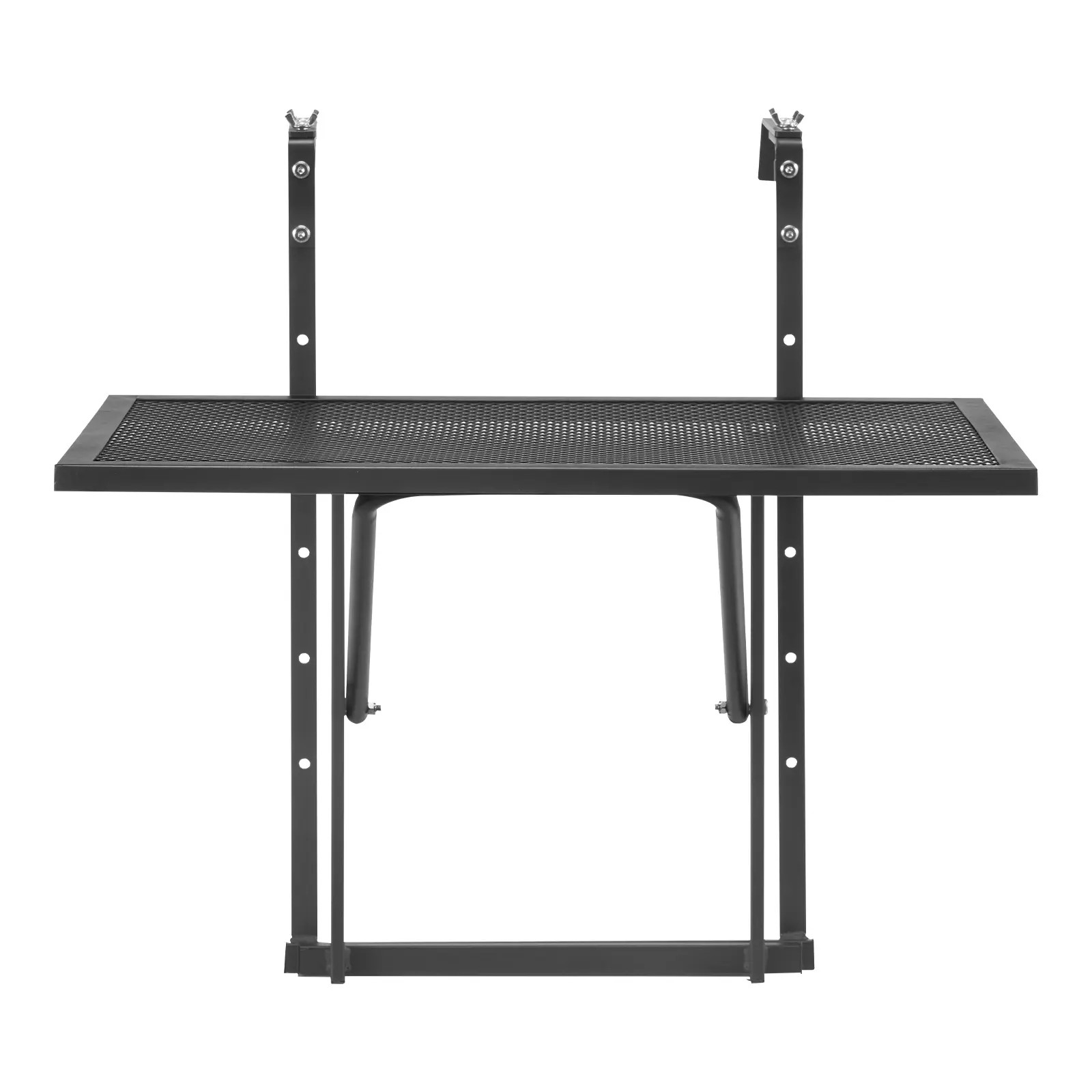 Balcony Hanging Table, Metal Folding Balcony Railing Table, Stainless Steel Construction, 5-Level Adjustable, Space-Saving and Foldable, For Patio & Deck