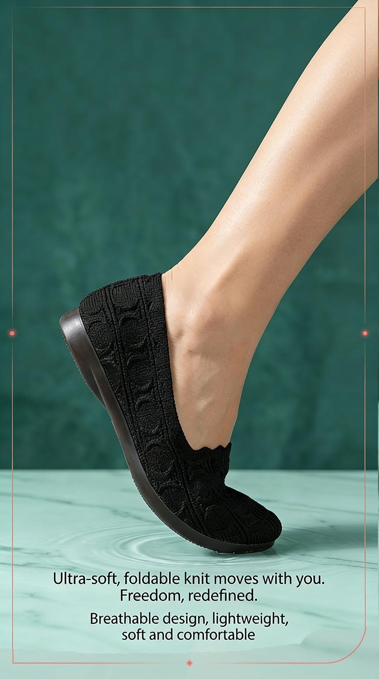 Breathable Elastic Upper Slip-Ons  Foldable Lightweight Casual Shoes  Soft Cushion Sole for Daily Walking