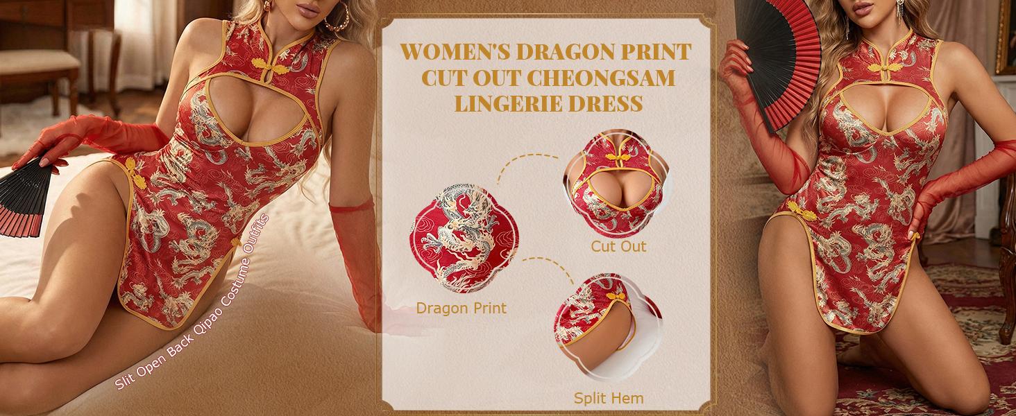 Women's Sexy Dragon Print Cut-Out Cheongsam Lingerie Dress - Slit, Open Back Qipao Costume Outfits, Red, Medium : Clothing, Shoes & Jewelry, Sexy Lingerie - TikTok Shop Women's Sexy Dragon Print Cut-Out Cheongsam Lingerie Dress - Slit, Open Back Qipao Costume Outfits, Red, Medium : Clothing, Shoes & Jewelry, Sexy Lingerie - TikTok Shop