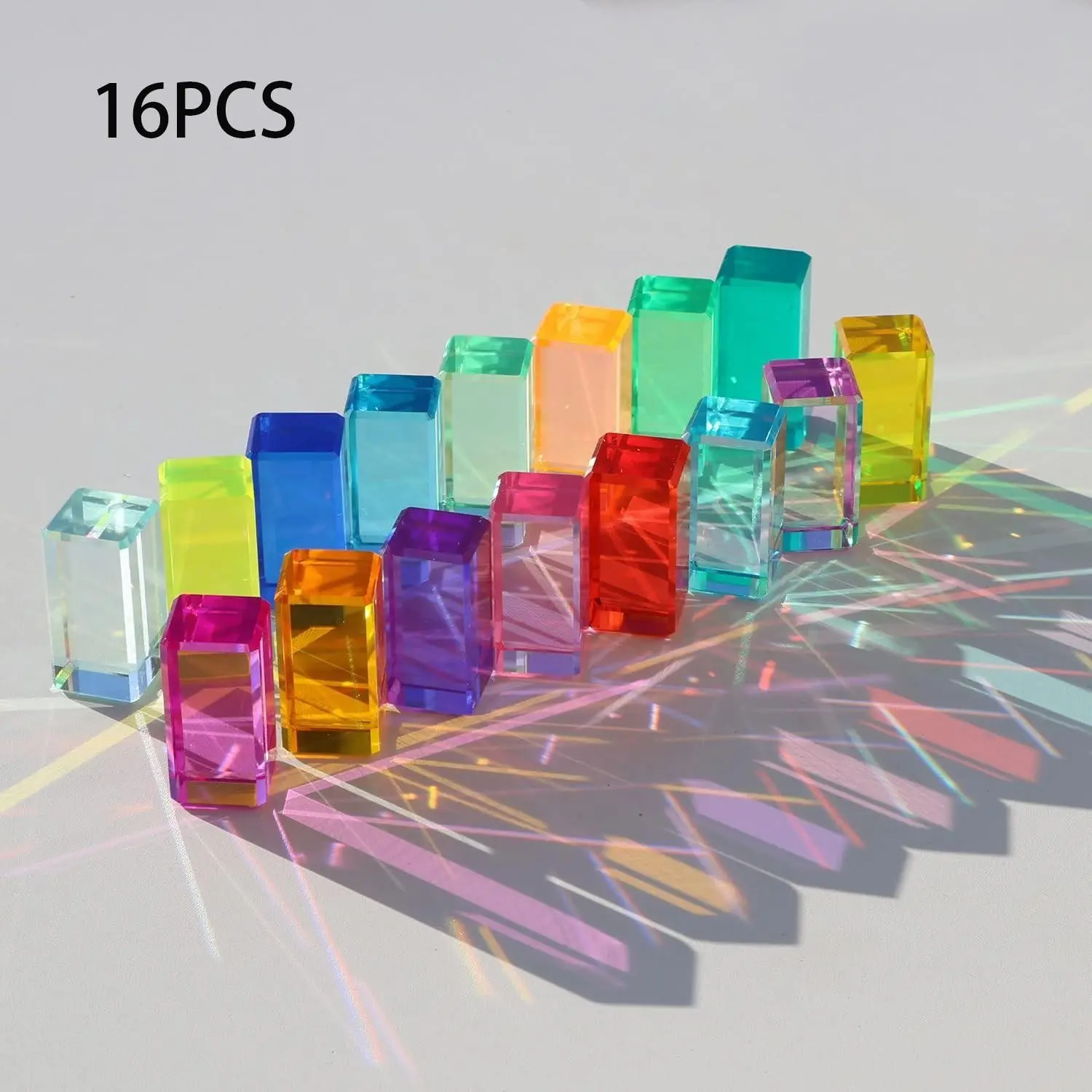 Acrylic High Transparency Building Blocks, Rainbow Cube Puzzle for Kids, Creative Educational Toy, Light-Transmitting Gem Decorative Piece
