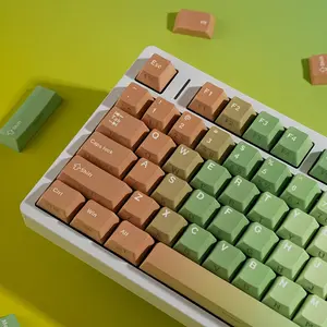 131 Key Original Height Cherry Profile Desert Oasis Keycaps, 5-Sided Heat Transfer, Dual Color Injection, Transparent Side For Mechanical Keyboard  Hebrew English German French Spanish