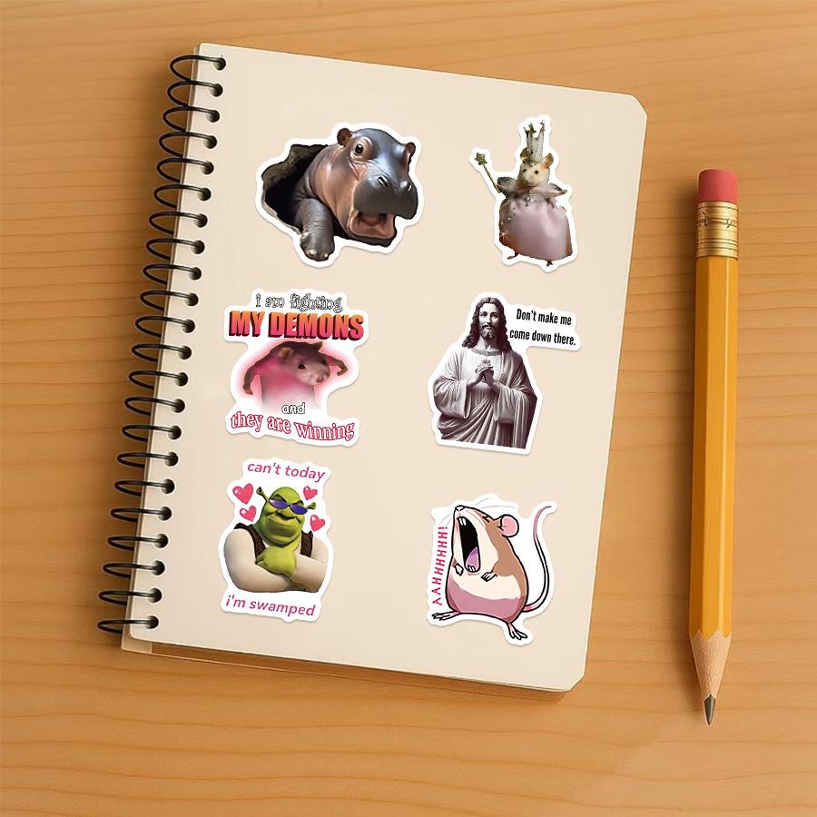 50PCS Funny Pink Stickers Pack, Waterproof Coquette Aesthetic Decals for Planner Hydro Flask Luggage, Kawaii Journaling Supplies for Teens  Decorating everything with these funny pink stickers! Which one is your mood today?