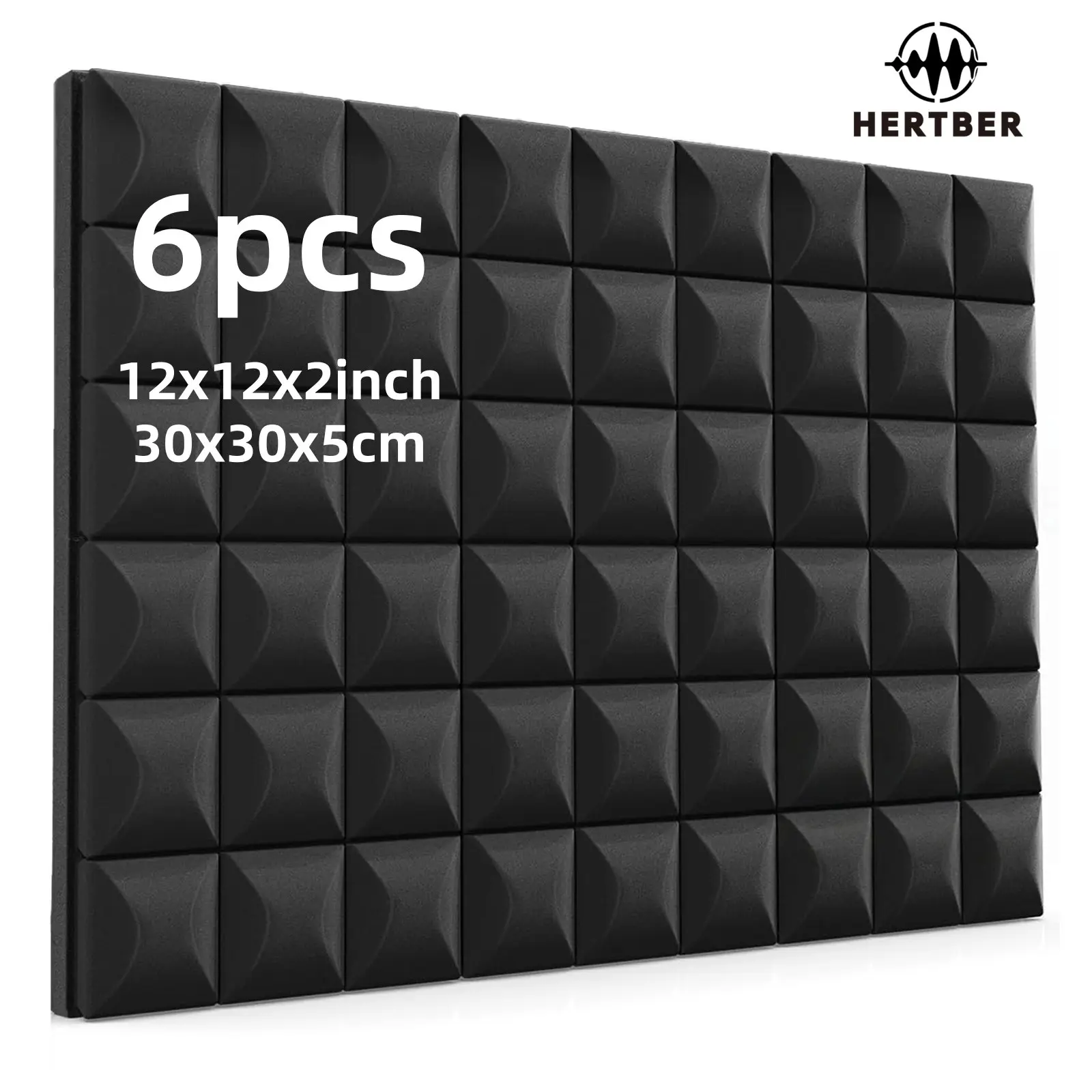 6 PCS Acoustic Foam Wall Panels, Wall Paneling, 30×30×5cm high‑density mushroom‑shaped sound‑absorbing foam, Great for live‑stream rooms, recording studios and music rooms, Works as decoration for ceilings and walls, ideal for small home studios