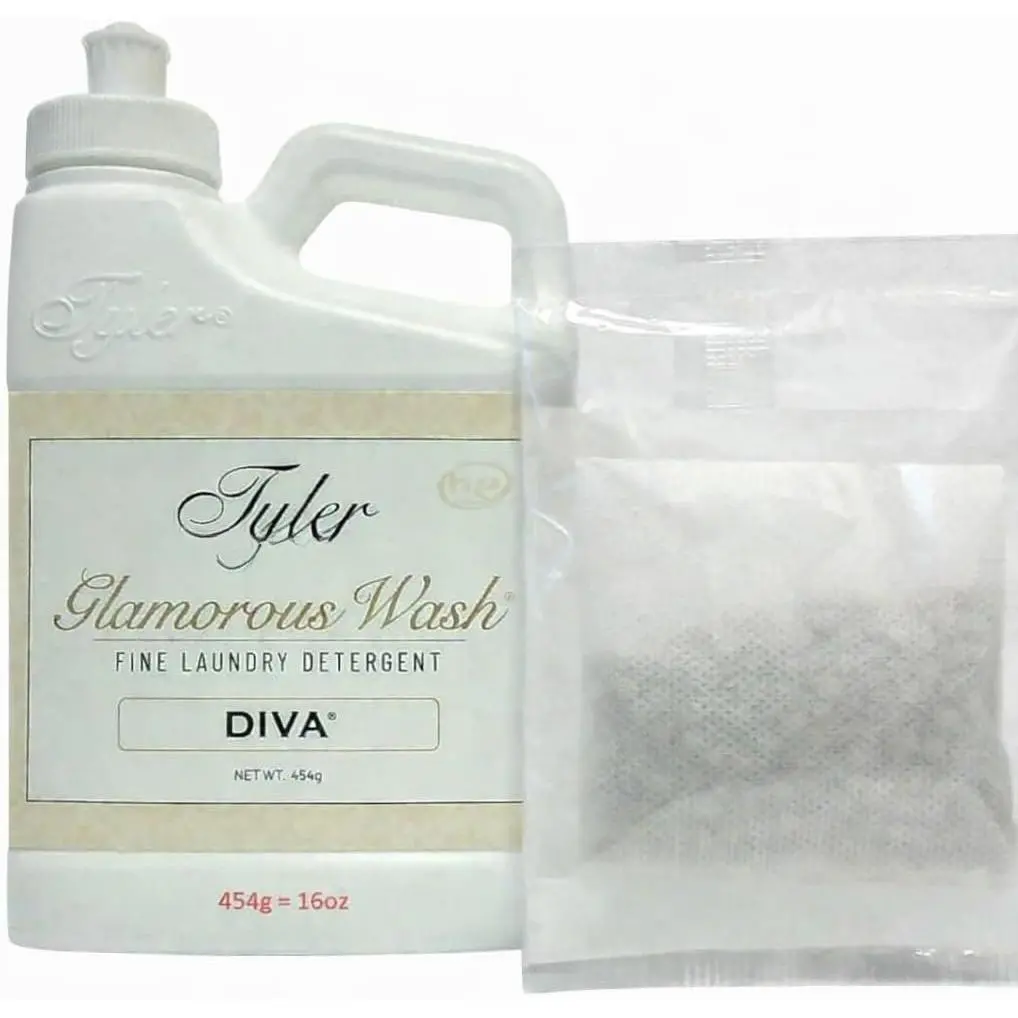 Glamorous Liquid Wash Detergent Wash, Liquid, Diva, 16 Fl oz/with Dryer Sachet Single Pouch, Pull and Pour Spill Proof Cap ox