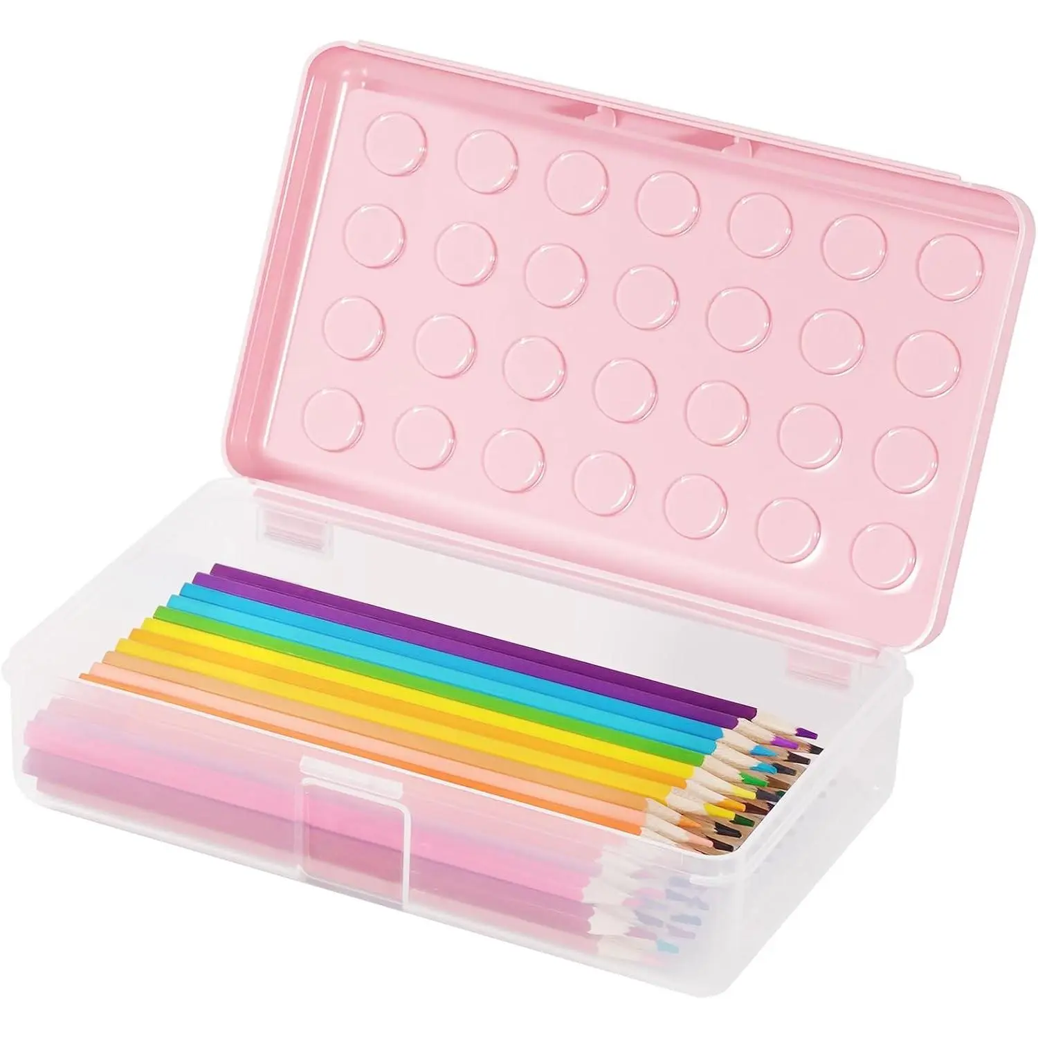 Plastic Pencil Box, Large Pencil Case, Clear Pencil Boxes with Snap-tight Lid, Hard Crayon Box Storage Marker Organizer Containers for Boys Girls Adults School Office Supplies ()
