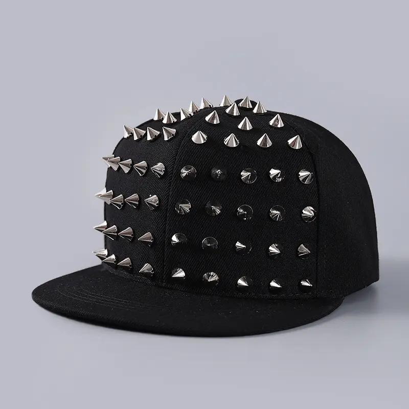 2026 Black Rivet Duckbill Cap, Rebellious Personality, Sporty Hip-Hop Outdoor Sun Protection Breathable Baseball Cap, Good Quality Fabric, Birthday Gift