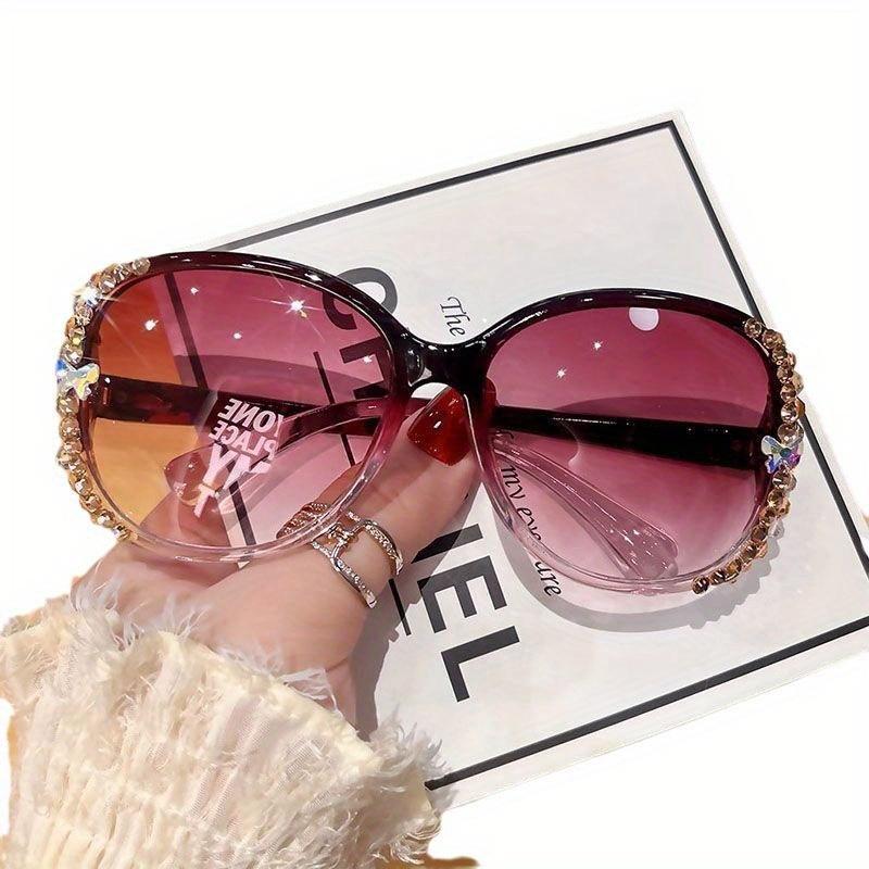 2026 New Arrival 3-Piece Women’s Half-Frame Glasses – Purple Gradient Lenses Rhinestone Decor for Party & Daily Wear, TikTokShopBlackFriday Christmas 2026 Upgrade Version 3-Pack Women’s Rhines