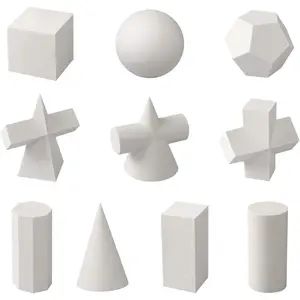 10PCS Art Crafts 3D Gypsum Geometry Sketch Basic Form Learning Tools Mini Resin Geometry Shapes Mold Classic Modern Sculpture For Shelf Table Home Decor