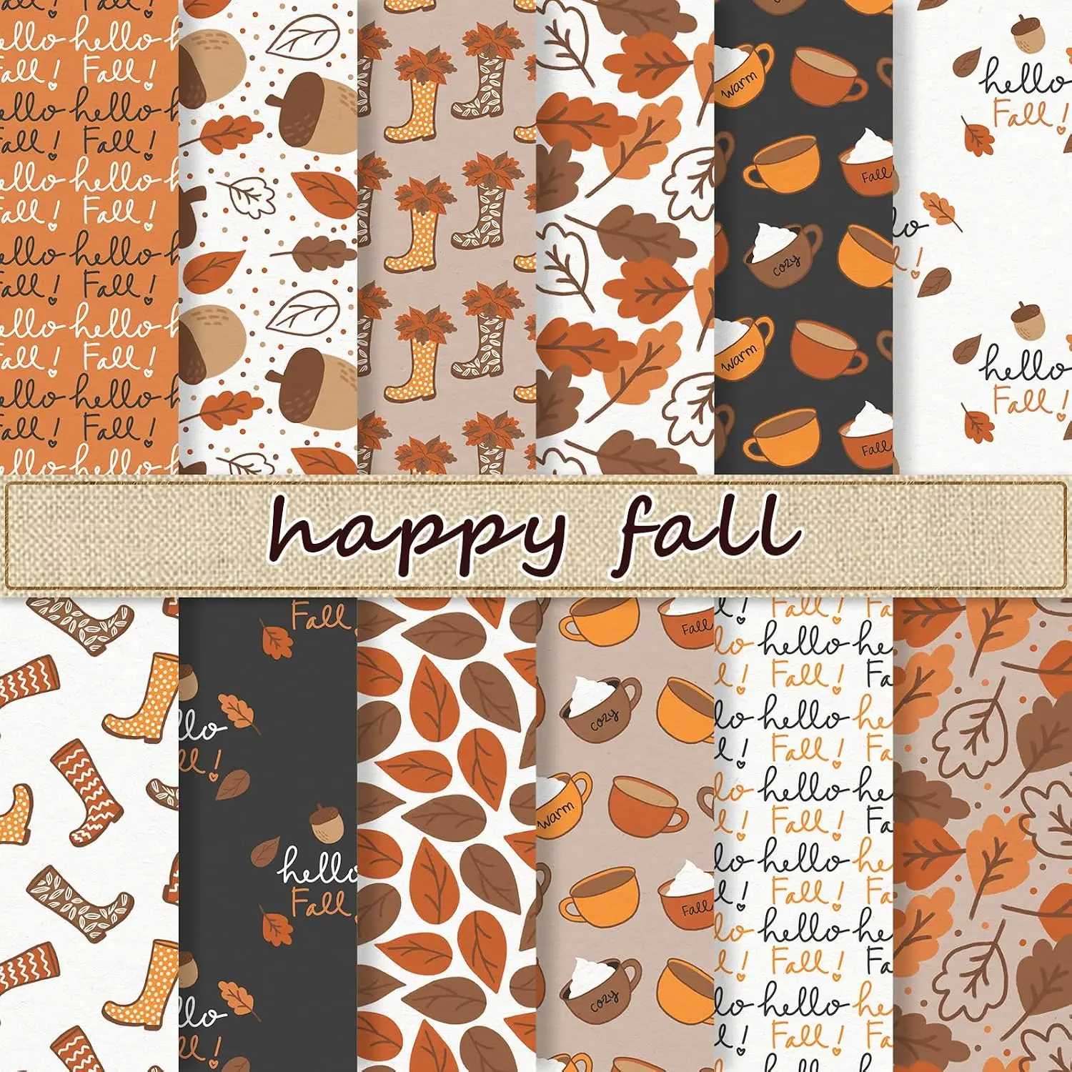24 Sheets Fall  Paper Maple Leaves Boots Double-Sided Scrapbook Specialty Paper for Thanksgiving Autumn DIY Crafts Card Making Photo Album Journal Decor, 6 x 6 Inch