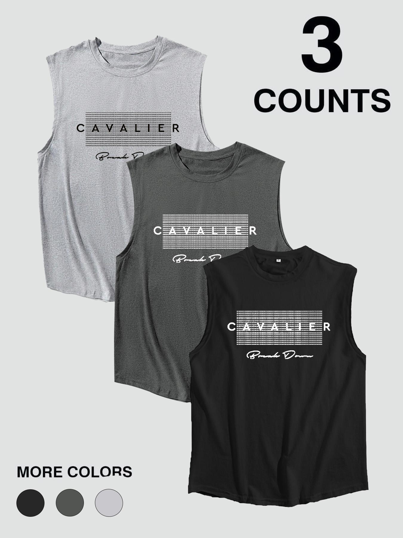 Men's Letter Print Tank Top, Casual Sleeveless Top for Summer, Fashion Men's Top for Daily Wear, Vests, Workout Tank Tops