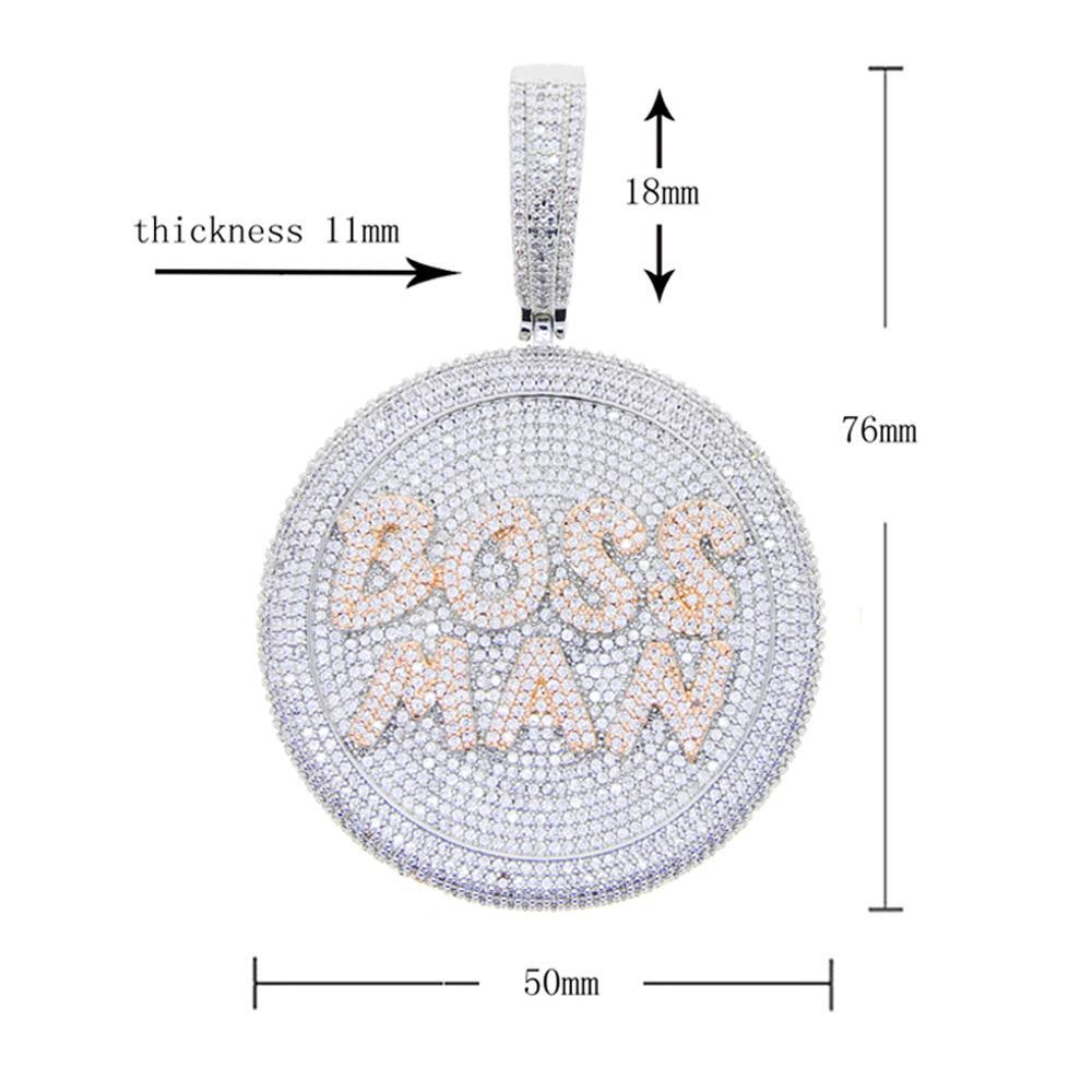 2025 New Iced Out Bling Round Letter Pendant Necklace Full Paved 5A CZ Cubic Zirconia Badge Charm Fashion Hip Hop Men Jewelry
