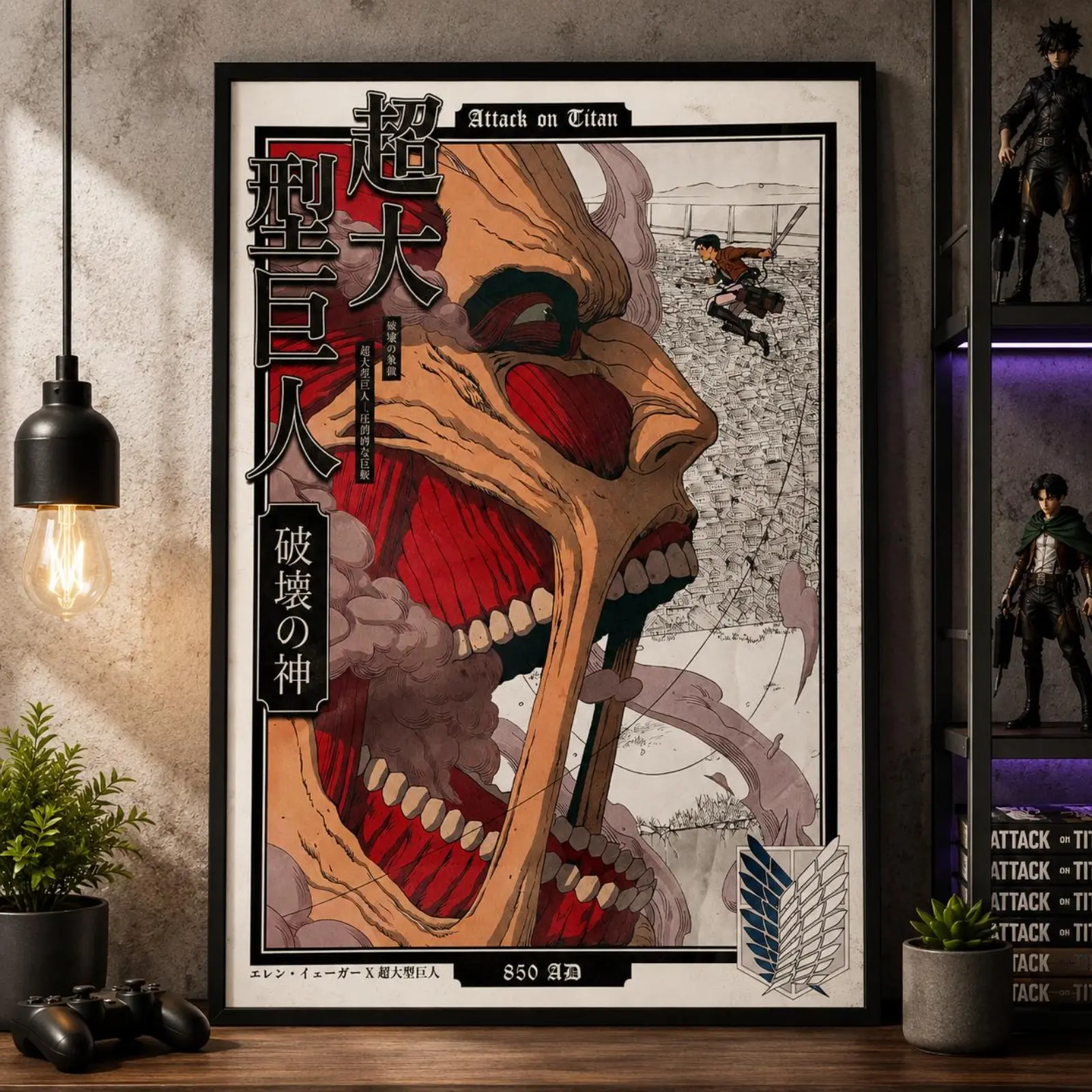 Attack on Titan Colossal Titan Canvas Wall Art Print - Home Wall Art Decor, Ideal for Bedroom, Gaming Room, Perfect Gift for AOT Manga Fans