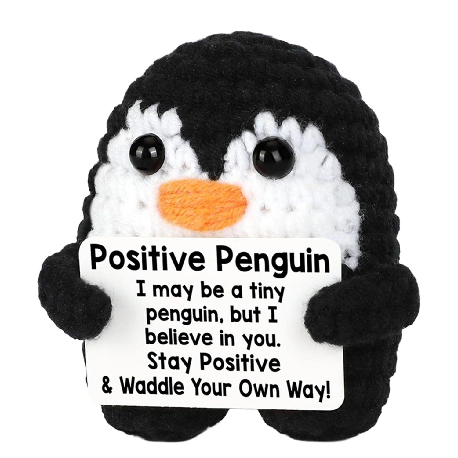 Adorable Hand Knitted Penguin Stuffed Toy, Super Soft Squishy Plush, Cute Bag Pendant Keyring, Desk Buddy Stress Relief Sensory Toy, Handmade Mini Animal Doll for Home Car Decor, Ideal Gift for Birthday Christmas Valentine Mother's Day Party Favors