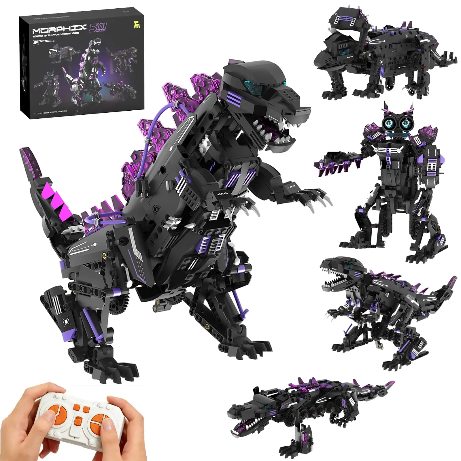 5-in-1 Transformable STEM Robot Dinosaur Building Kit – Programmable DIY Robotics Set – App & Remote Controlled – Educational Coding Toy for Kids Ages 8+