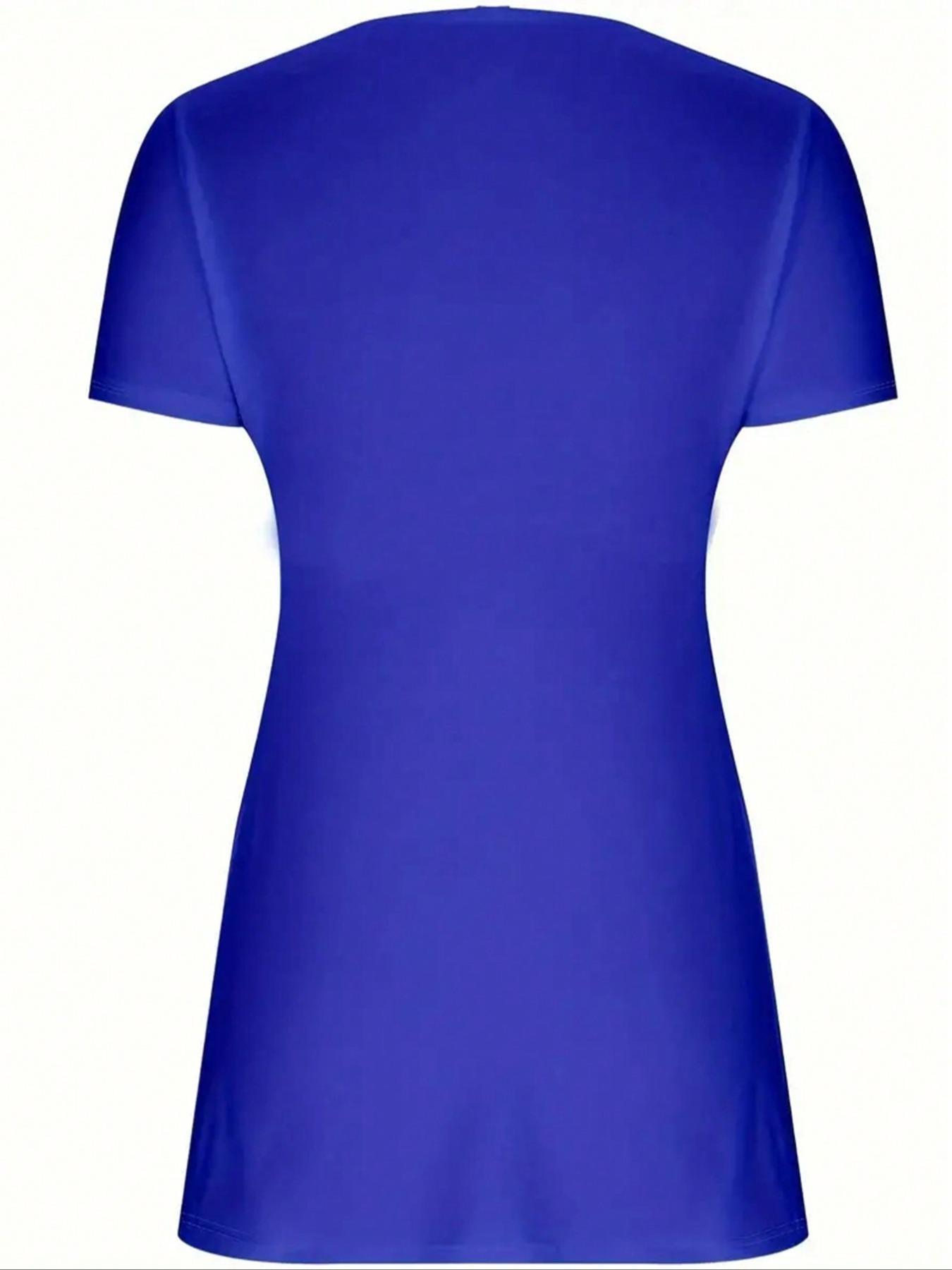 【Plus Size】 Solid Twist Front V Neck Tee, Elegant Casual Short Sleeve T-shirt for Summer, Casual Fashionable Top, Women's Plus Clothing for Daily Wear, Lady