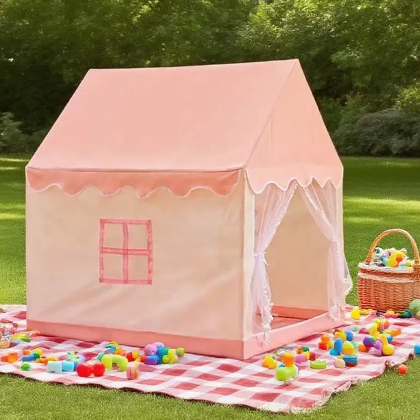 Princess Game House Tent, Washable Fairy Castle Playhouse, Indoor Outdoor Kids Fun Toy, Role-Playing Base Game, 44*12*9cm