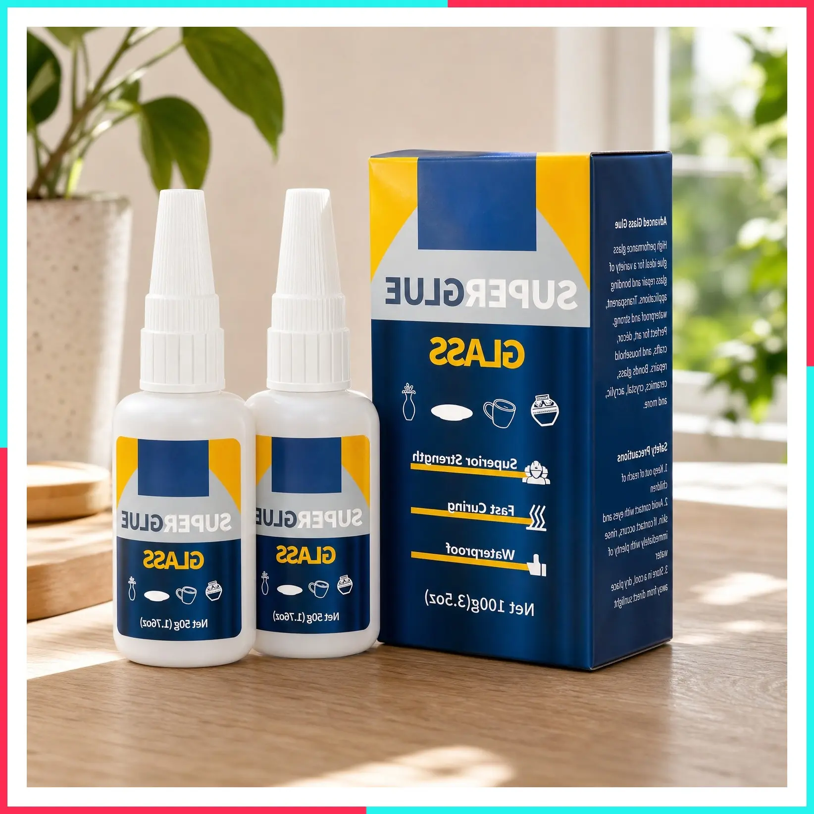 100g Ultra Strong Clear Glass Glue - Waterproof Fast Curing Adhesive for Glass Repair, Mirror, Crystal, Jewelry, Crafts & Plastic Models