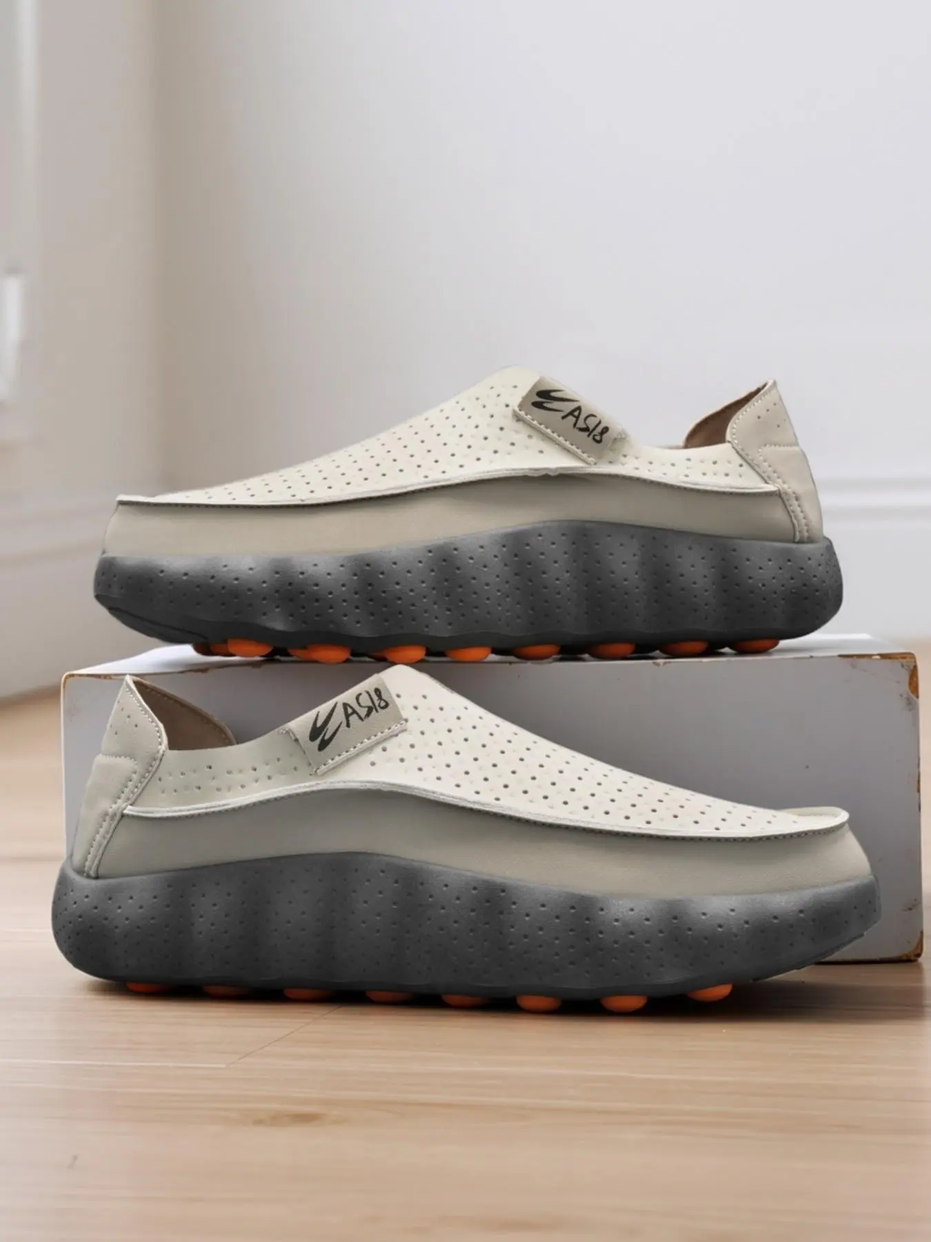 Men's Fashion Simple Slip-On Casual Shoes, Soft Breathable Slip On Walking Shoes, Anti-Slip Rubber Thick Heightening Sole, All Seasons Wear