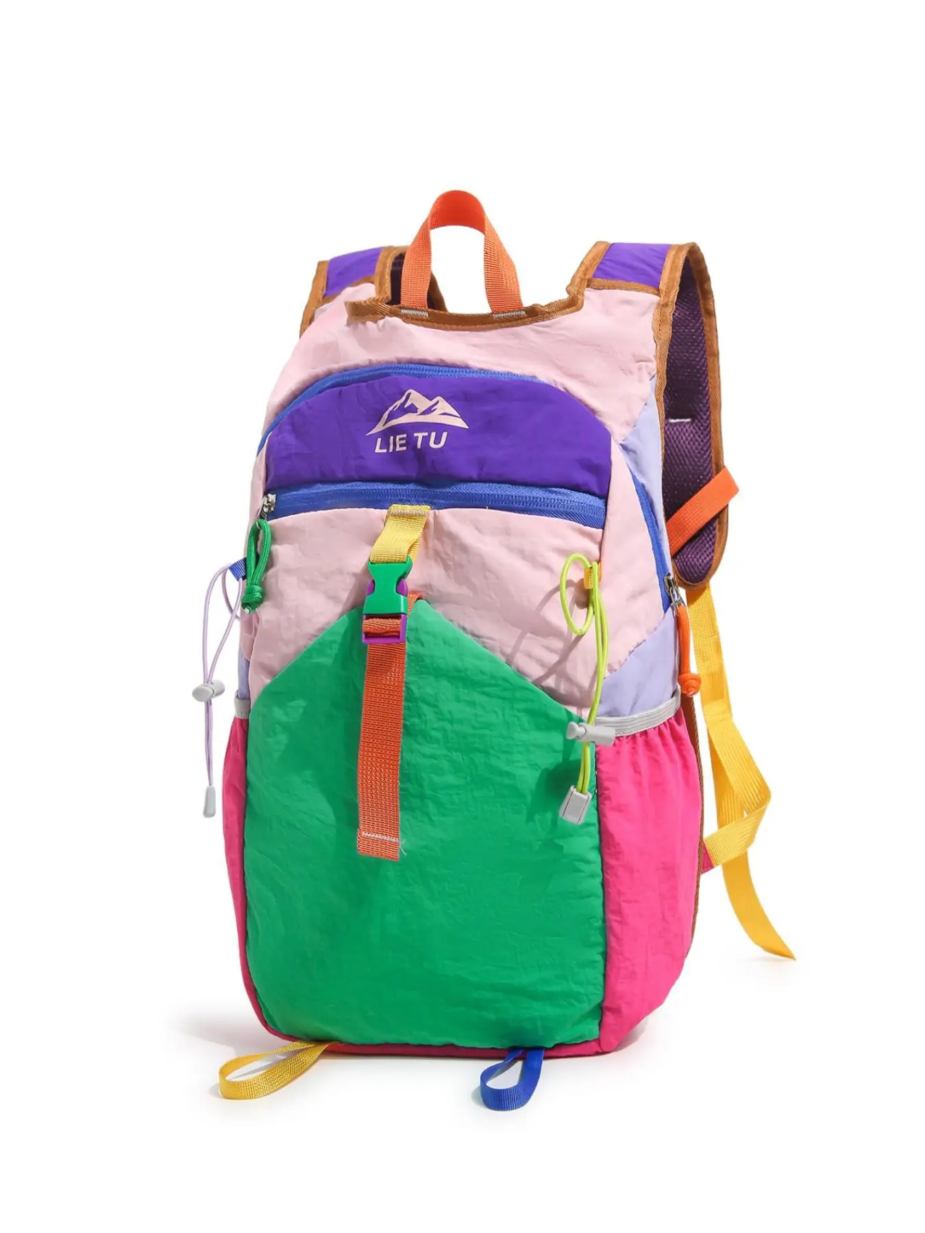 Colorblock Outdoor Hiking Camping Backpack, Lightweight Breathable Mesh Strap, Multi-Compartment Travel Bag, Unisex Sports Gear