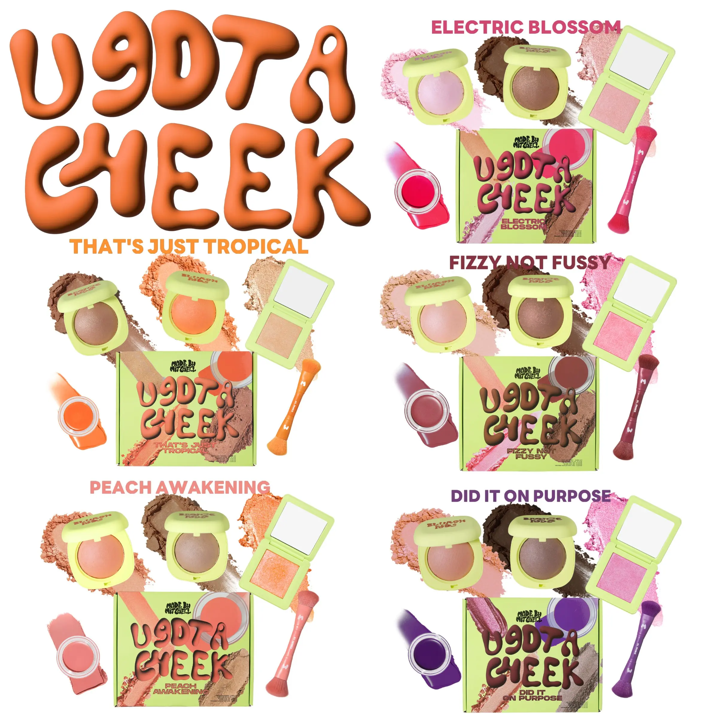 [ Made By Mitchell] U GOT A CHEEK! -Makeup Bundle Kit- Includng SMOOTHIE STAIN, BRONZE POD, BLURSH POD, BLURSH PRESS'D LIGHTS and BRUSH MFX2 Beauty Sets