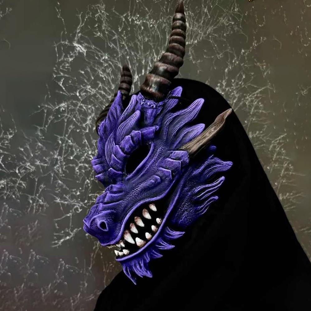 Dragon Head Mask Cosplay Animal Monster Demon Horror Latex Helmet Halloween Carnival Dress Up Party Costumes Props Gifts