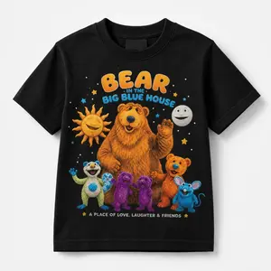 The Big Blue House Little Bear Kids Graphic T-Shirt, Cute Cartoon Tee for Boys & Girls, Casual Crew Neck Summer Top, Preschool Outfit, Birthday Gift, Back to School Kids Clothes, Holiday Fashion Shirt., Kids Streetwear Summer Outfit