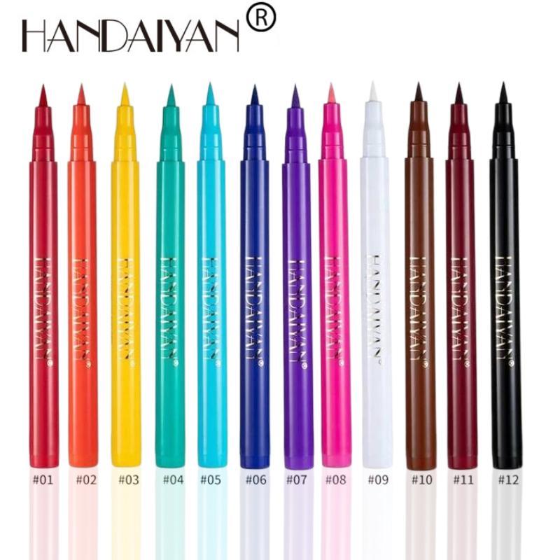 Ultra-Fine Tip 12-Color Liquid Eyeliner | HANDAIYAN - Matte Waterproof Smudge-Proof, Long-Wearing Bright Cat Eye for Daily Makeup Cosmetic