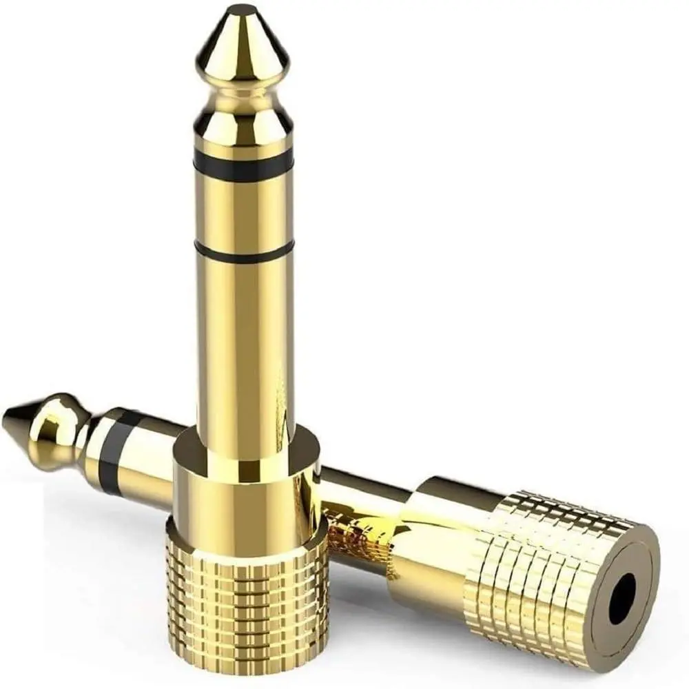 Stereo Headphone Adapter,  Plated 6.35mm (1/4) Male to 3.5mm (1/8) Female Audio Jack Plug for Guitar, AMP, Mixer, Speakers - 2 Pack
