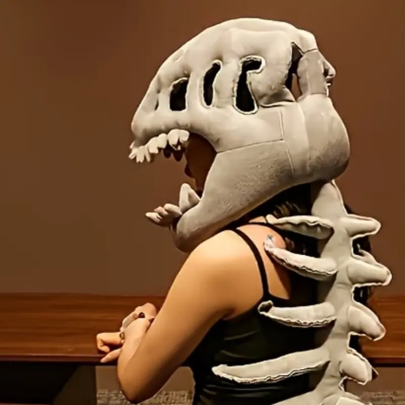 Dinosaur Costume Real Dinosaur Skeleton, Halloween Plush Spine Skull Headband, Dinosaur Onesie for Halloween Christmas, Non-Electric, Perfect Gift