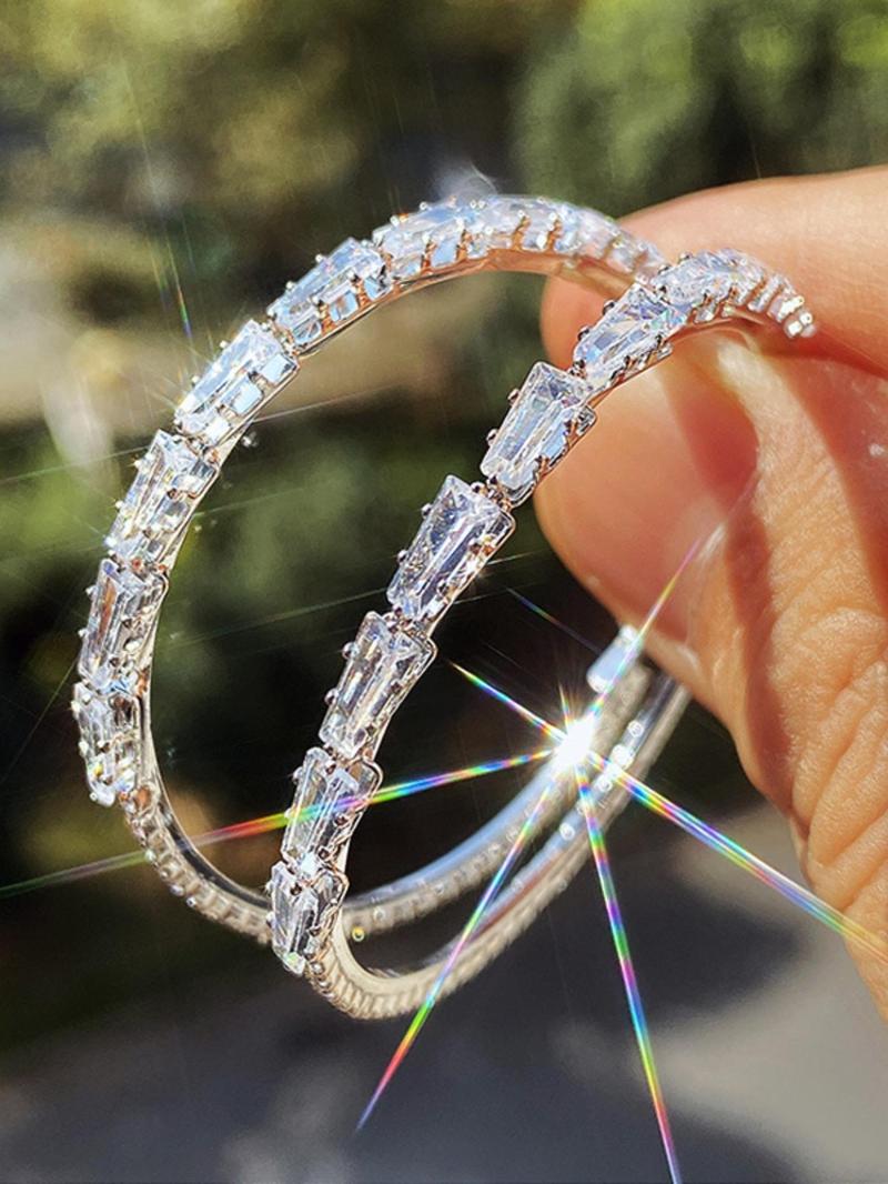 Women's 1 Pair Elegant Artificial Zircon Dainty Lightweight Hoops Earrings, Fashionable Earrings for Women, Fashion Jewelry Accessories for Party, Daily Clothing Decor, Elegant Minimalist Earrings