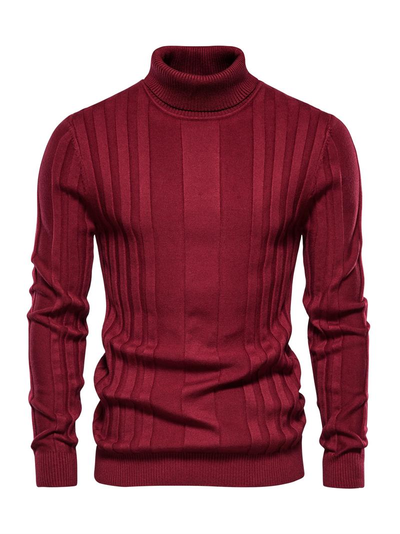 Men's Solid Turtleneck Sweater, Regular Fit Casual Long Sleeve Jumper for Fall & Winter, Men's Knitwear for Daily Wear Men's Solid Turtleneck Sweater, Regular Fit Casual Long Sleeve Jumper for Fall & Winter, Men's Knitwear for Daily Wear