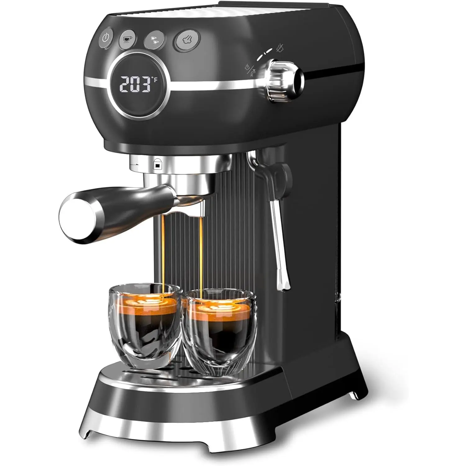 20Bar Compact Espresso Machine with Milk Frother, 27oz Removable Water  for Small Spaces,  Heat-Up  Coffee Maker for Latte, Cappuccino,