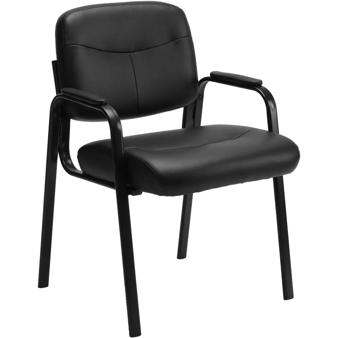 Office Waiting Room Chairs Set of 1, Leather Desk Reception Guest Stationary Side Chair with Padded Arms for Home Conference Meeting Lobby Area Medical Clinic Church