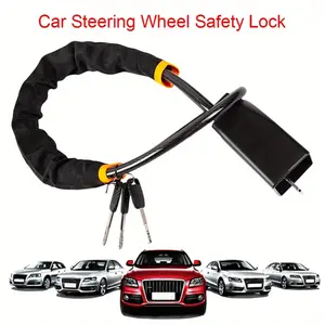 Heavy-Duty Steel Car Steering Wheel Lock, Vehicle Seat Belt Buckle Lock, Universal Anti-Theft Car Lock