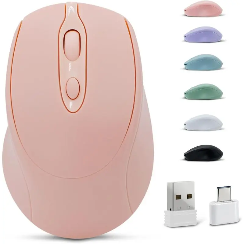 Bluetooth Mouse,Rechargeable Wireless for Laptop/iPad/MacBook Pro/Air, Silent Mouse Portable Slim for Surface Pro/PC/Lenovo/Samsung Tablet (Pink)
